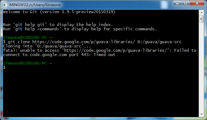 用msysgit clone guava项目的源代码时连接超时