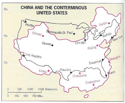 为什么看地图总觉得美国面积比中国大好多,至