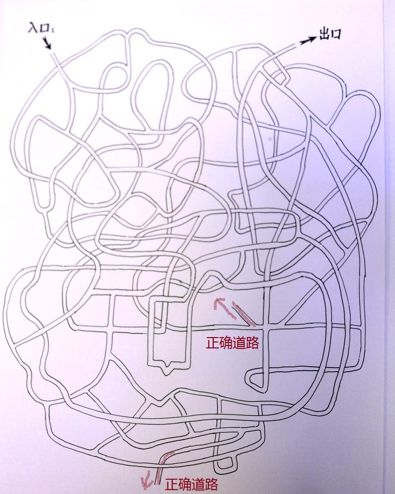 第六步:把从入口延伸出来的"正确道路"与从出口延伸出来的"正确道路"