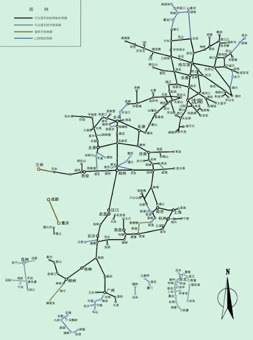 除去滇越铁路,陇海铁路的一段以及阎锡山搞的同蒲窄轨铁路,中国就再没