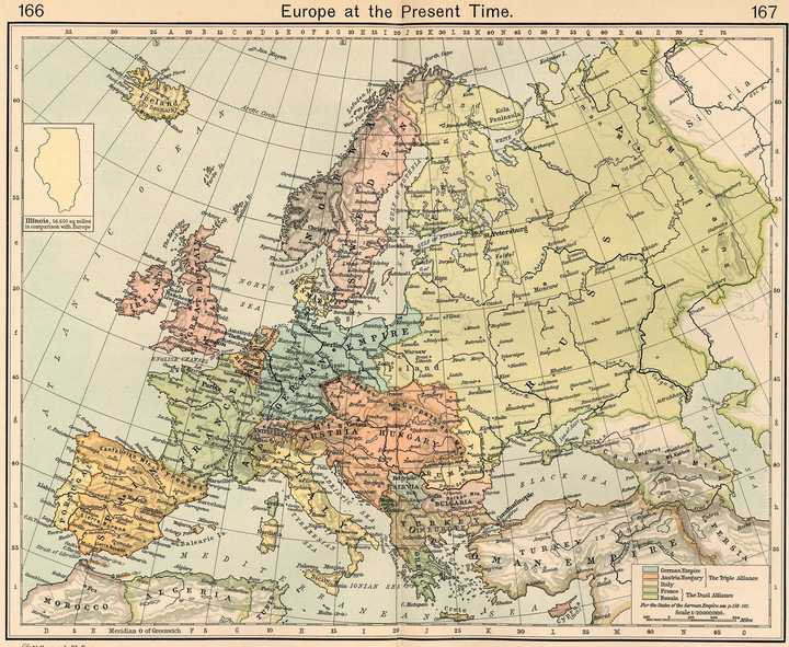 1911年出版的"最新欧洲地图"