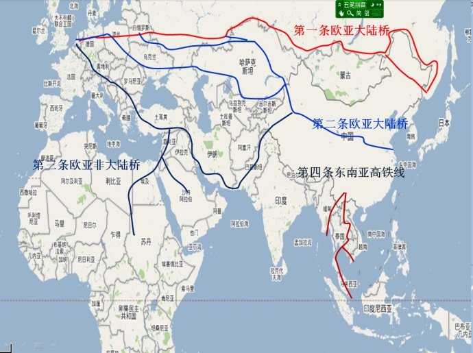 中国计划在十年内修建三条高铁线路贯穿南北,连通欧亚.