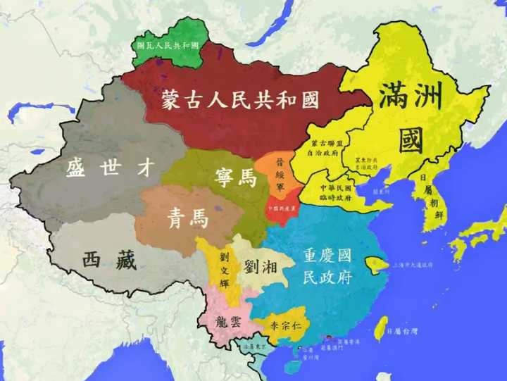 中原大战后,中国各军阀势力地图?