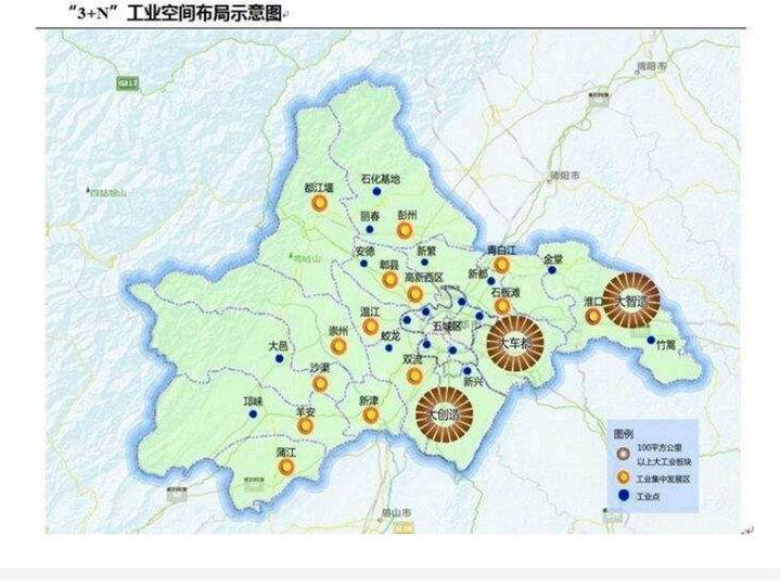 根据规划,3大板块分别在天府新区,金堂淮口工业区,龙泉和简阳工业区.