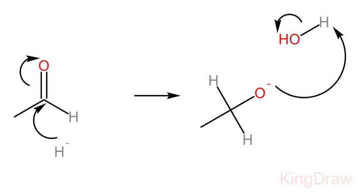 第一步hydride进攻 第二步o-从水里或者酸上取一个h  nabh4 或lialh4