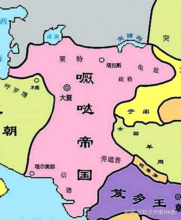 到公元425年,贵霜为嚈哒所灭,嚈哒人建立滑国,这是 第四次入侵且征服.