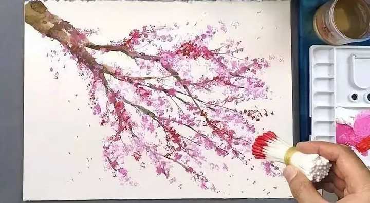 看这些蒲公英,小苹果,绚烂的樱花树…… 谁能想到都是由小小的棉签画