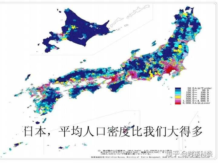 两国人口密度对比(如果中国人口密度分布不均匀,根据上图日本分布也