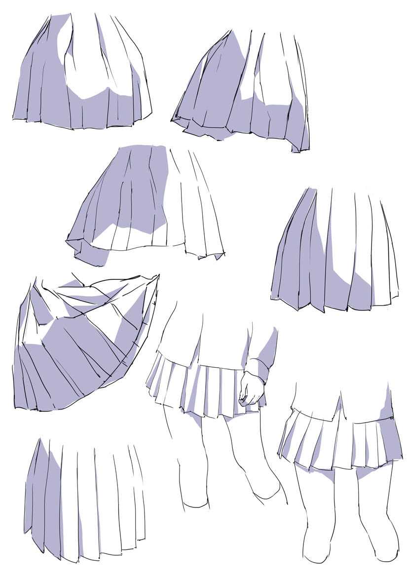 来自p主toshi的关于校服裙子的画法,飞扬的裙角简直不要太美腻