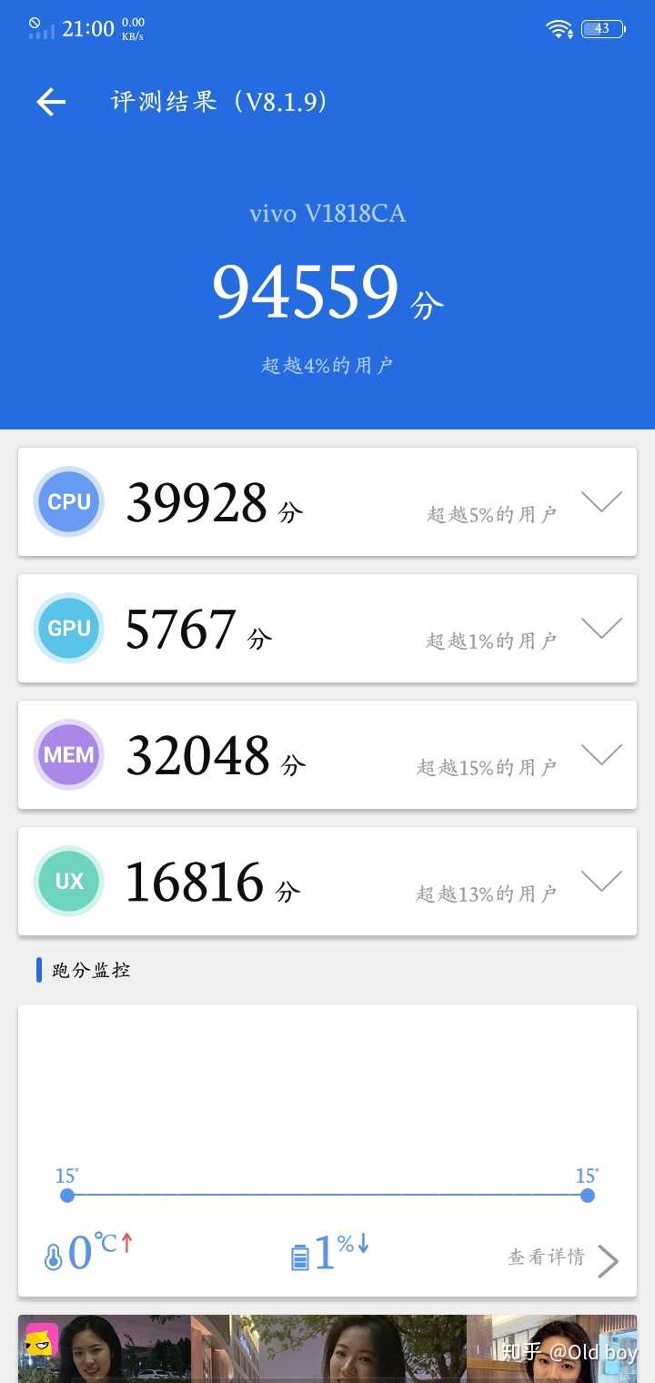 以下是vivoy93s的跑分情况,仅供参考