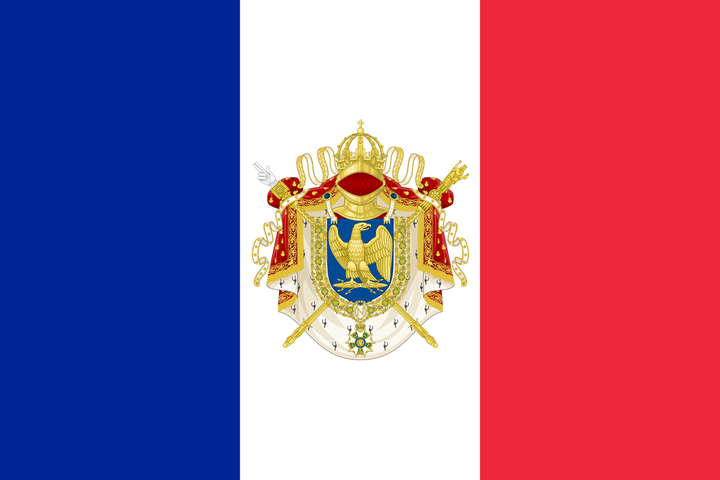 复辟波拿巴王朝,皇帝是拿破仑五世,国旗长这样.