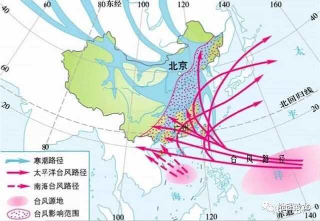 中国寒潮和台风影响范围示意图:没有重庆!