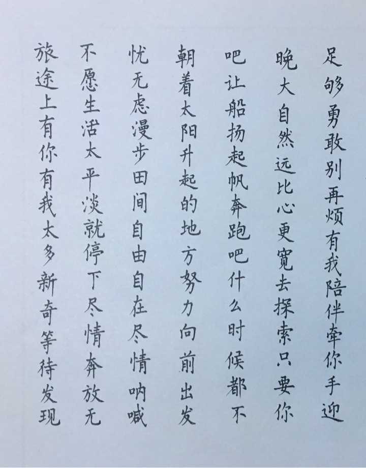 以下是原答: 平时喜欢练习下硬笔字,学欧楷比较多,水平有限,凑合看吧