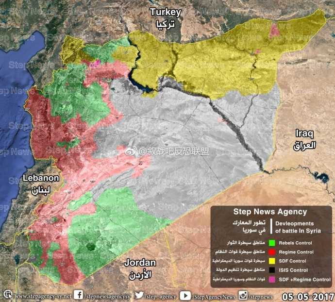 叙利亚各方势力所控制的区域有什么互相联系?