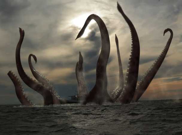 10 挪威海怪 解析:挪威传说中的巨型海怪(有记载它完全伸展时有150米