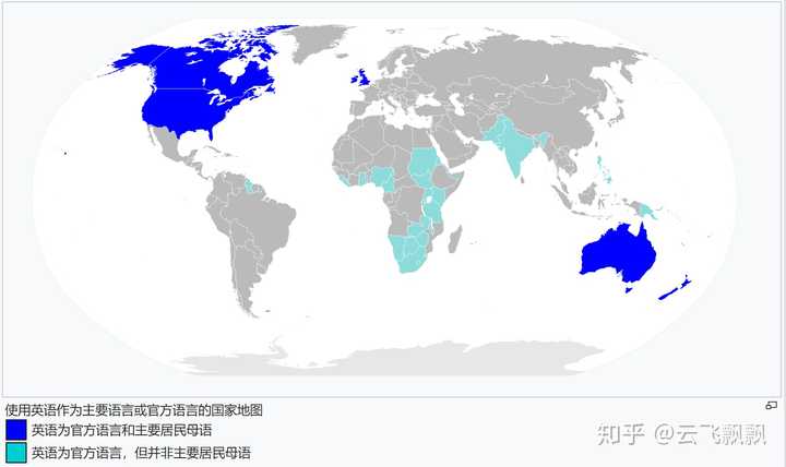 使用英语作为主要语言或官方语言的国家地图