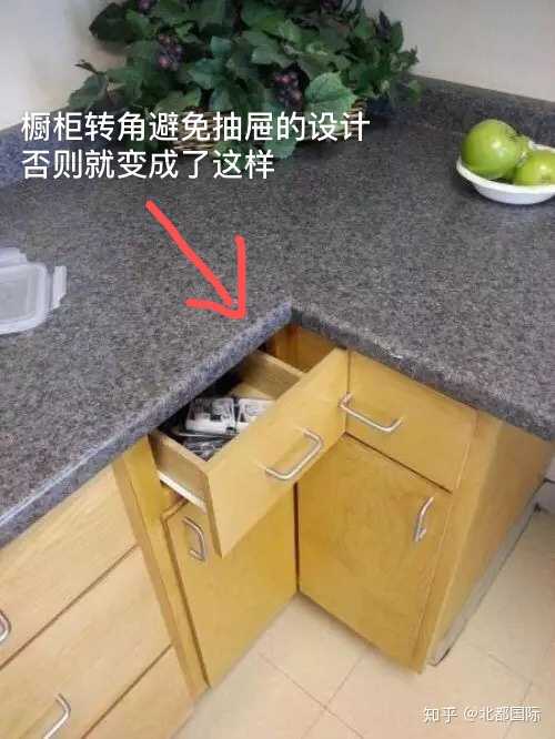 橱柜的转角一定要注意,千万别设计成抽屉的,否则就.