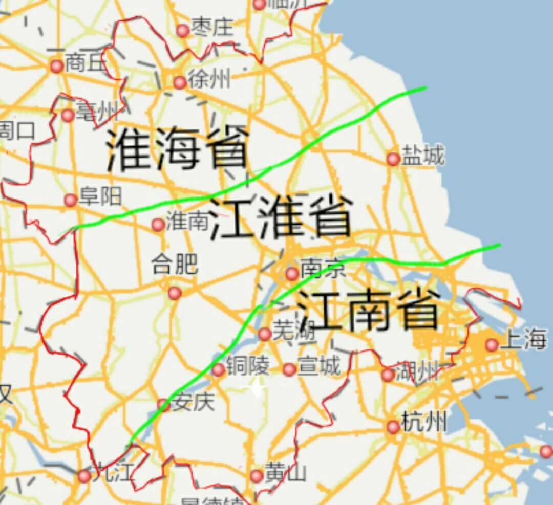 如果按照山川形势去划分很容易,江南省,江淮省,淮海省,分别对应吴语