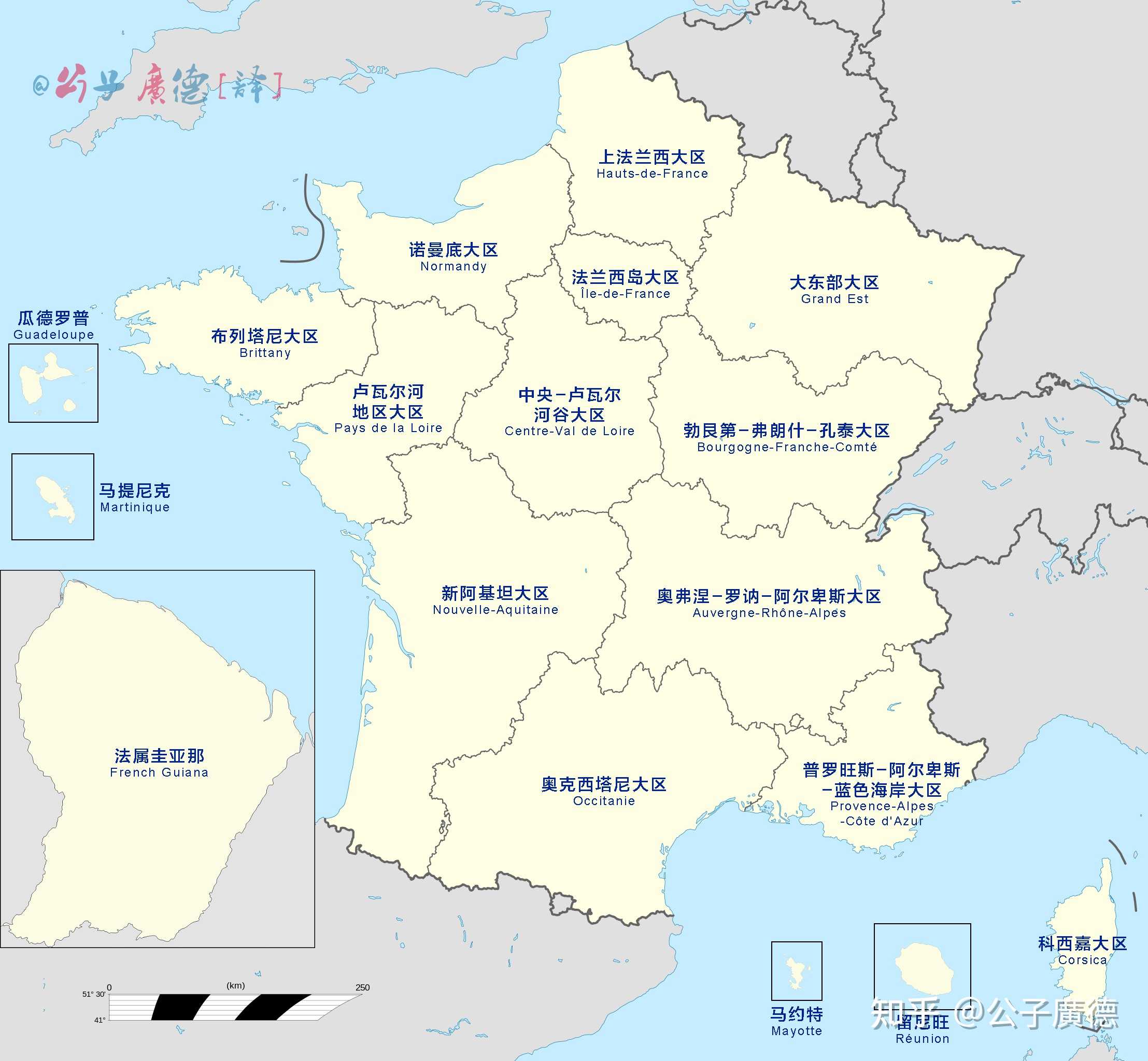 公子广德 的想法: [译图]法国的18个一级行政区划图