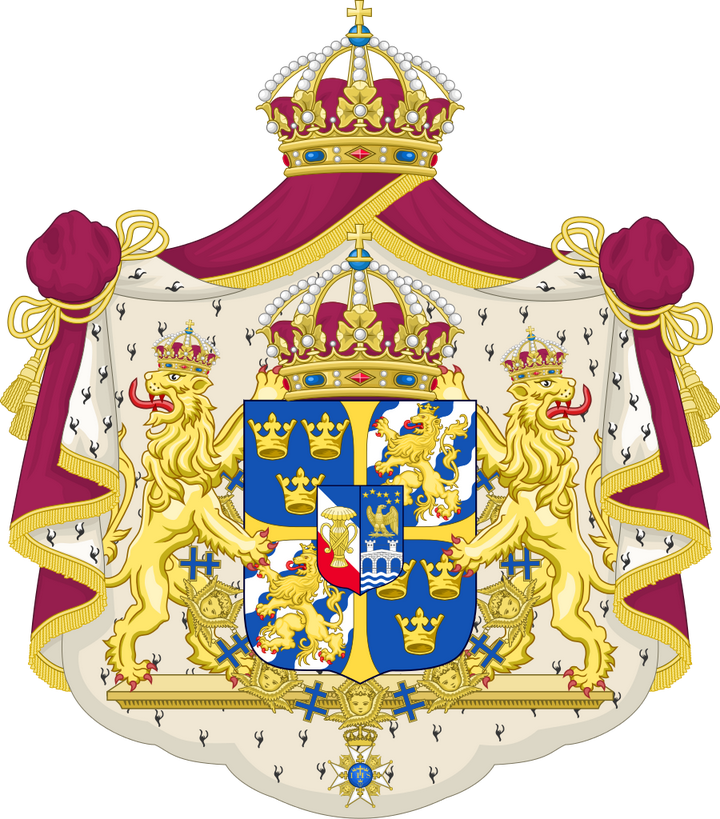 瑞典国徽分王室国徽(大)和政府国徽(小) 相信各位都能看出一个相同点