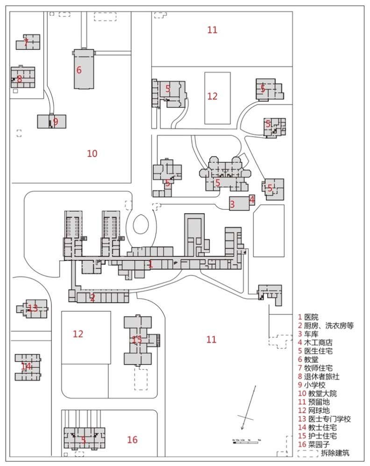 1932年武汉协和医院平面规划图.图源:[3]