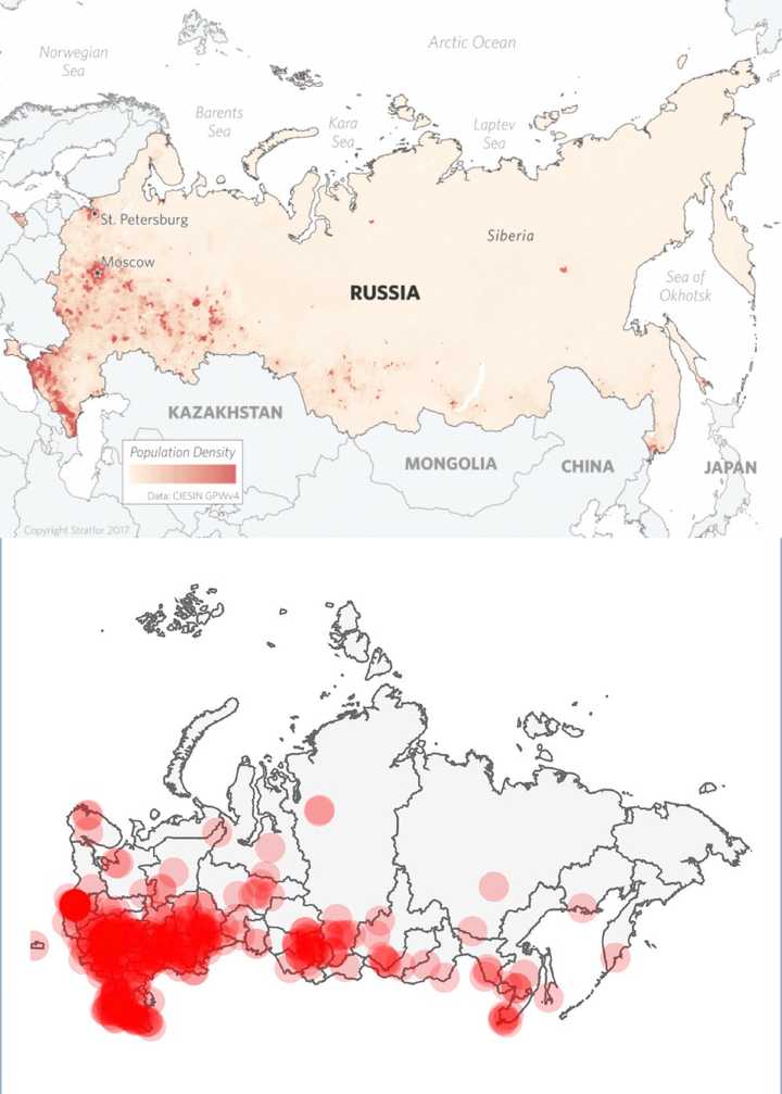 俄罗斯人口密度分布