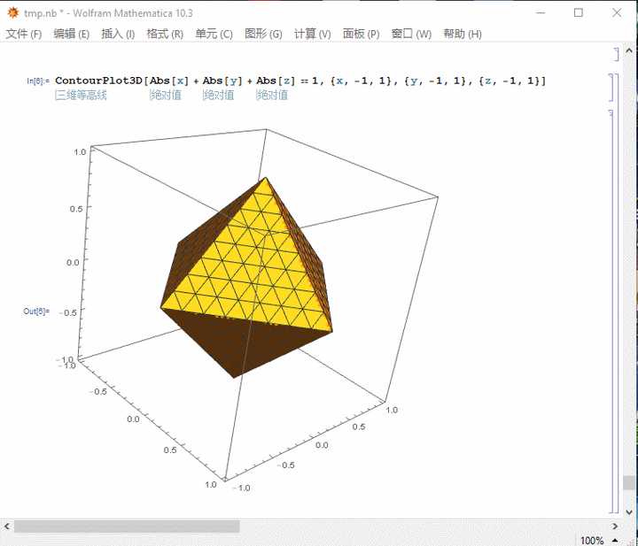 x| |y| |z|=1的图像是怎么样的?