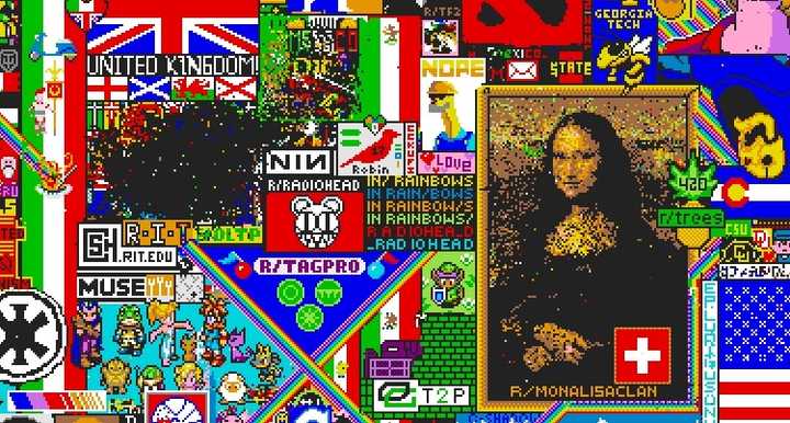 如何评价 reddit 的 2017 年愚人节 /r/place 像素画活动?