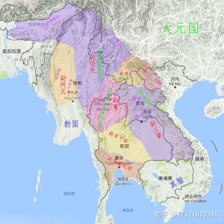 公元14世纪后期,大明国取代大元国后,"勐卯龙"(麓川国) ,"勐泐"(景陇