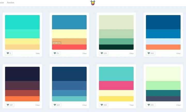 提供了一些配色方案和配色卡,可以参考 color hunt 提供多种配色卡,都
