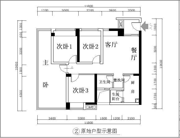 户型:三室一厅面积:92㎡房屋地址:四川成都装修花费:19万先看原始户型