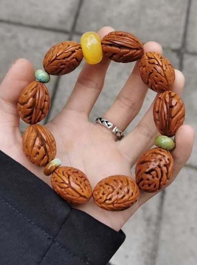 秋子核桃-蚂蚁塔 蚂蚁塔秋子核桃 猴头核桃 小尺寸核桃手串 核桃中