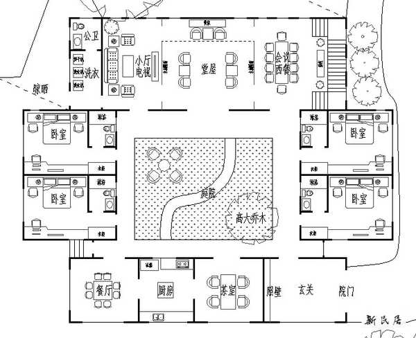 求中式四合院的平面图?