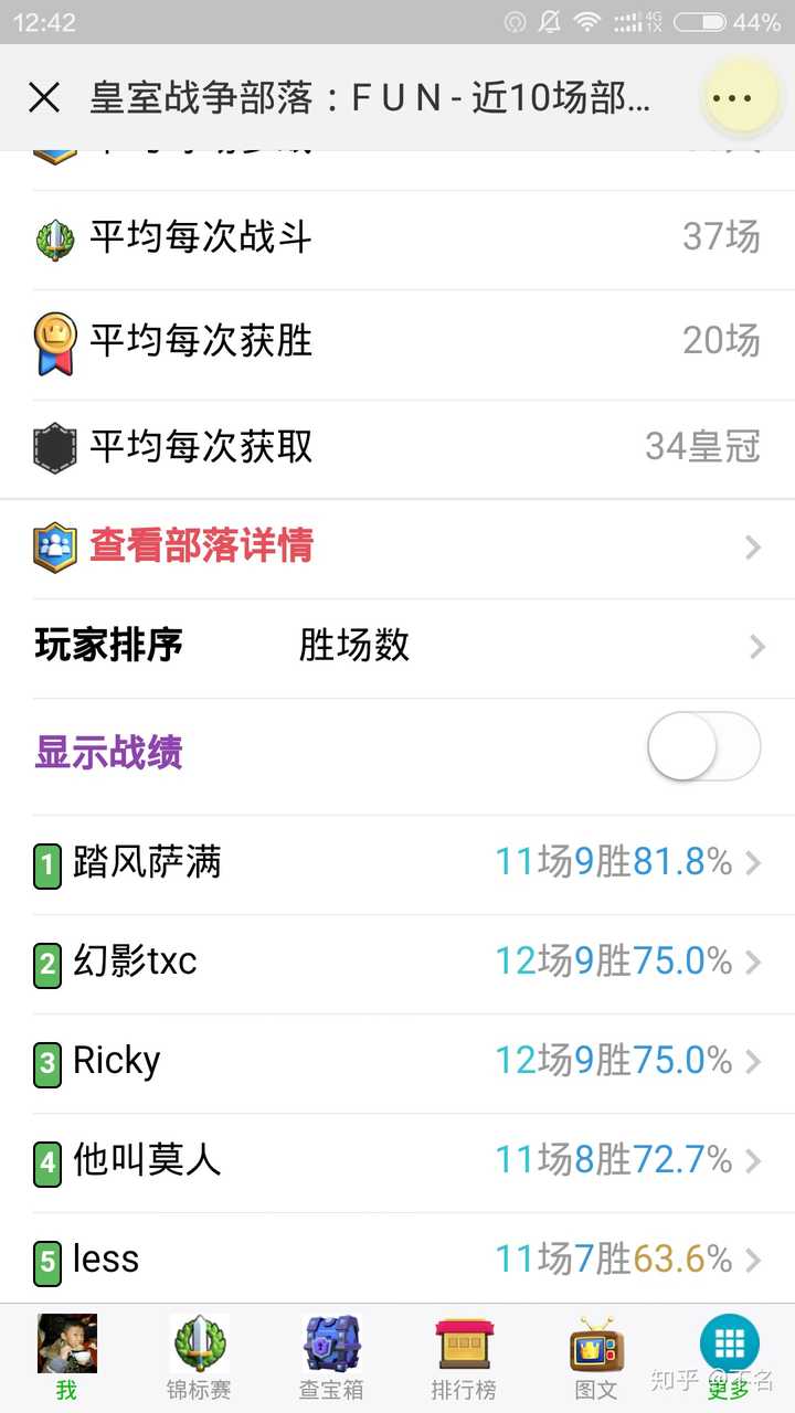 你可以在这个公众号中查看自己部落成员的对战信息,对于胜率低的,踢掉