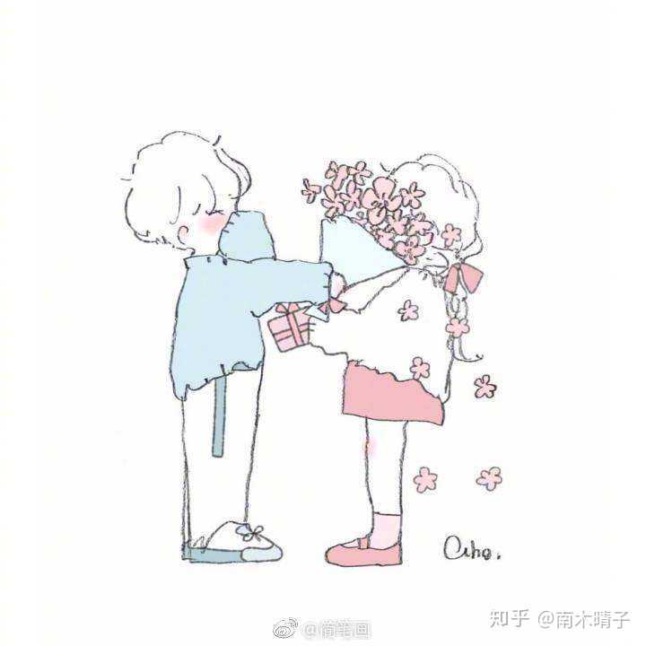 画家caho的简笔画 图是从微博上找的 好喜欢这个插画家,也羡慕这甜甜
