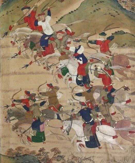 朝鲜古画中的清朝骑兵,看样子双刀骑士属于少数精锐