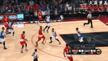 比赛中詹姆斯拍地板让科比同他进行单挑.库里扣篮命中.威少拿下了mvp.