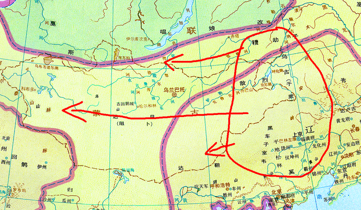 回鹘人的核心区域于都斤山(郁督军山,即杭爱山东段)和色楞格河流域