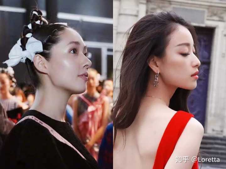郭碧婷侧脸直线多,倪妮曲线多.