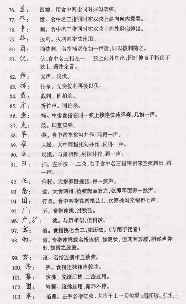 古琴减字指法一览表