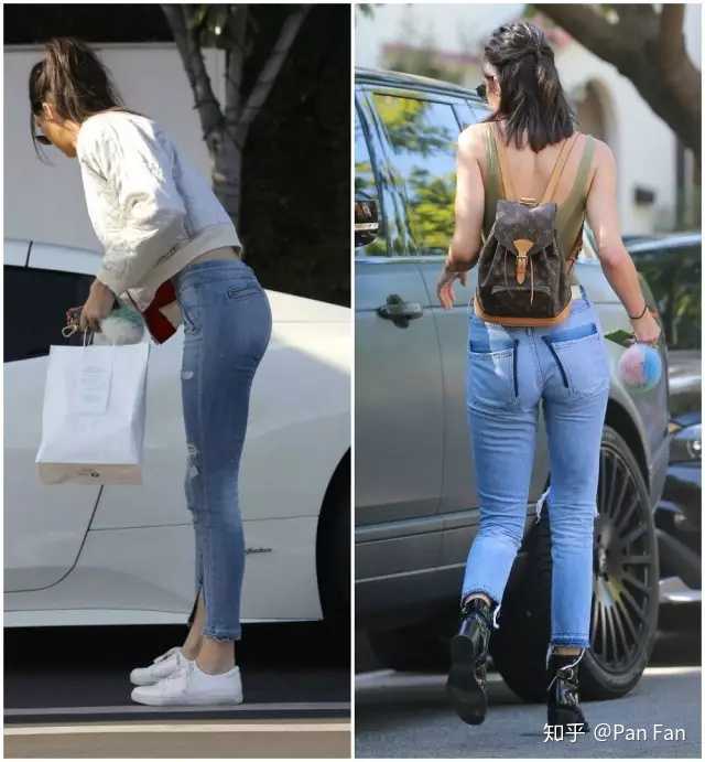 看肯豆穿两条不一样的紧身仔裤的样子