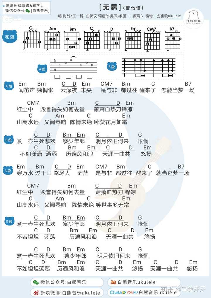 请问有《无羁》的吉他谱嘛? 本人陈情粉一枚,谢谢各位