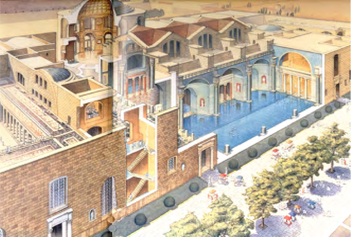 罗马的卡拉卡拉浴场是古罗马保存下来的最大的一座浴场,建造这座 卡