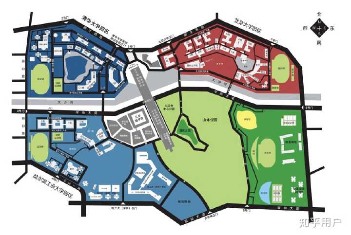 深圳大学城清华,北大,哈工大三个学校的位置分布