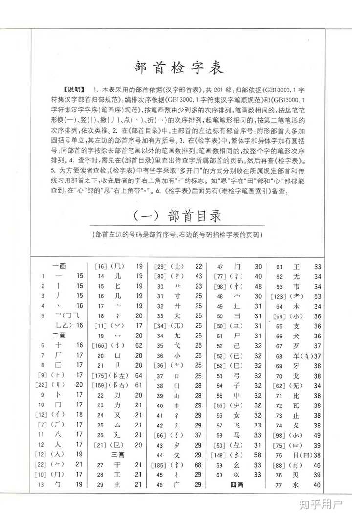 《现代汉语词典》中的部首检字表