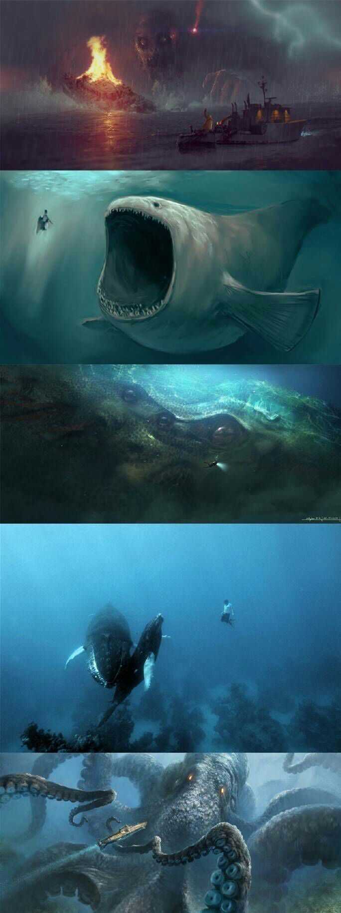 有哪些关于深海或者海怪的图片(越恐怖越诡异越好)?
