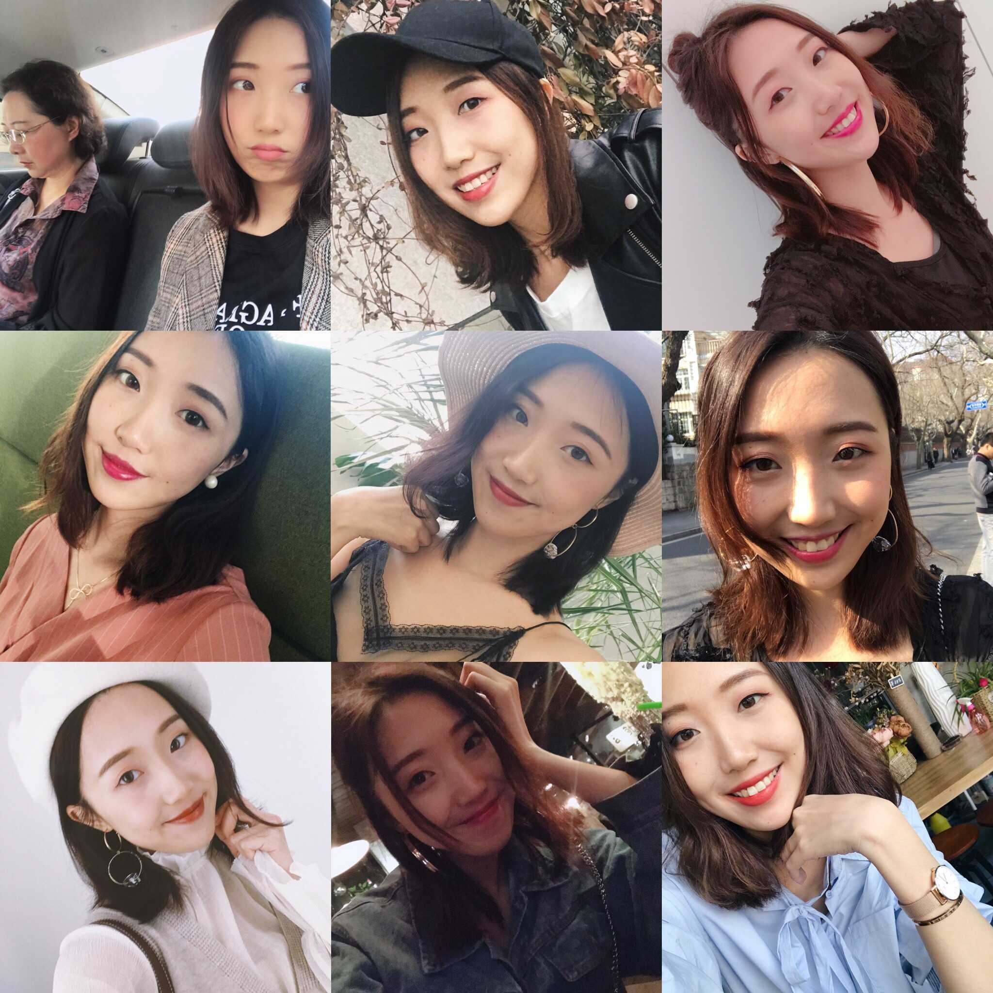凑齐一组近期的自拍九宫格