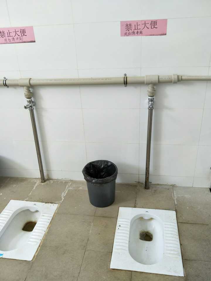 男厕所,禁止大便,放个桶