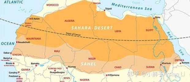 季风"的存在,导致今撒哈拉地区是类似于今日 萨赫勒(sahel)草原的地貌