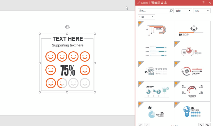 比如上图中个人技能部分就用到了islide智能图表功能.
